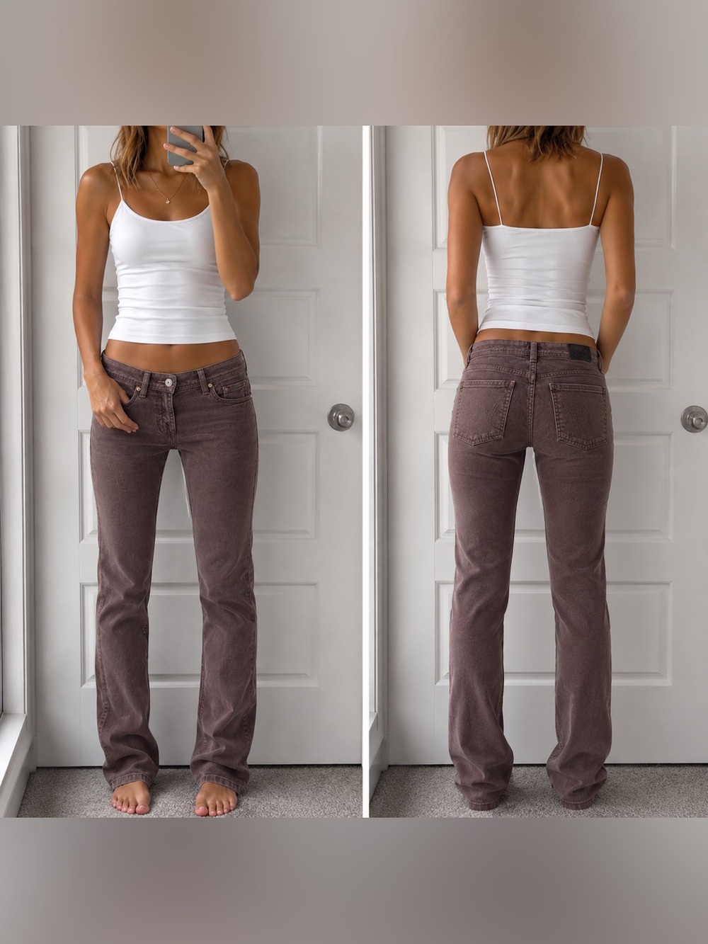 Citizens Of Humanity Straight Leg Low Rise Jeans in Brown
